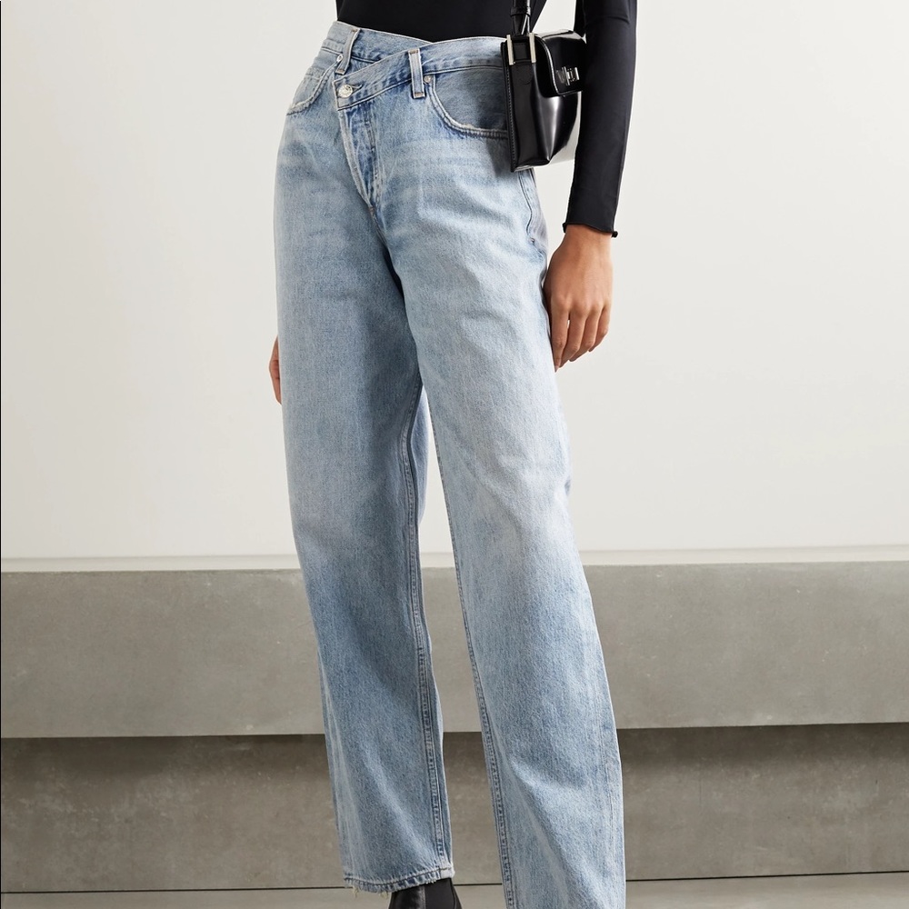 AGOLDE criss cross denim in suburbia